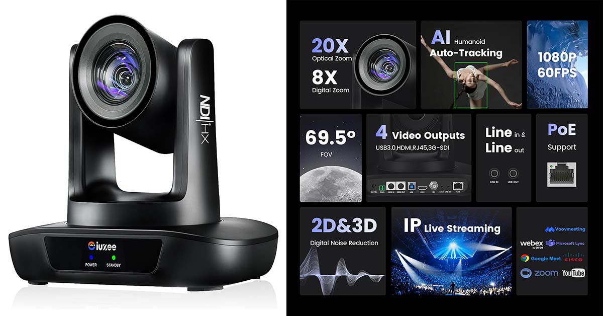 AI Auto Tracking NDI PTZ Camera Review Guide 2026 showing smart live streaming camera features