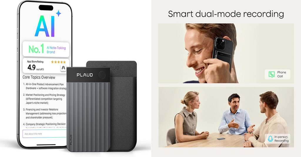Plaud Note Pro AI voice recorder with AI transcription, meeting summaries, 112-language support, and ultra-slim design.